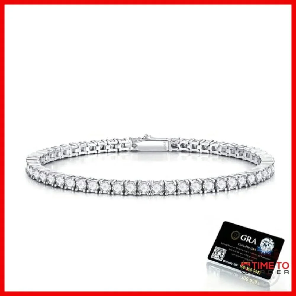 Sterling Silver Moissanite Tennis Bracelet 6.5